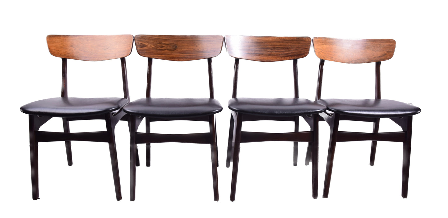 Zestaw 4 krzeseł duńskich Schøning & Elgaard z palisandru lata 60 78x46x46