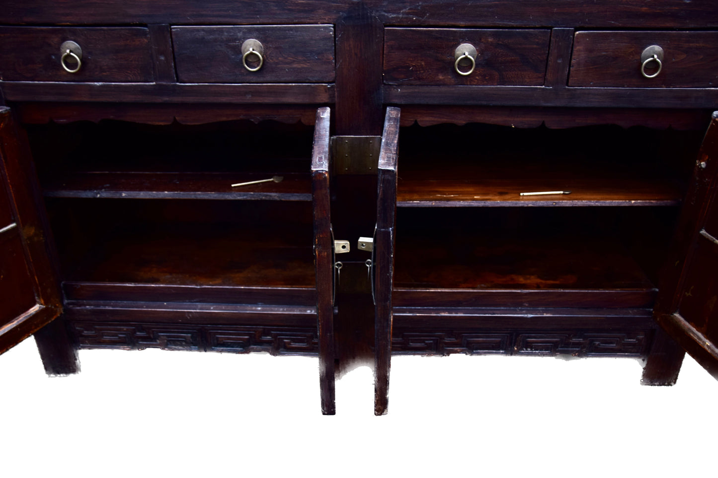 Komoda chińska dwusekcyjna z 4 szufladami i dwoma drzwiczkami 144x86x54cm