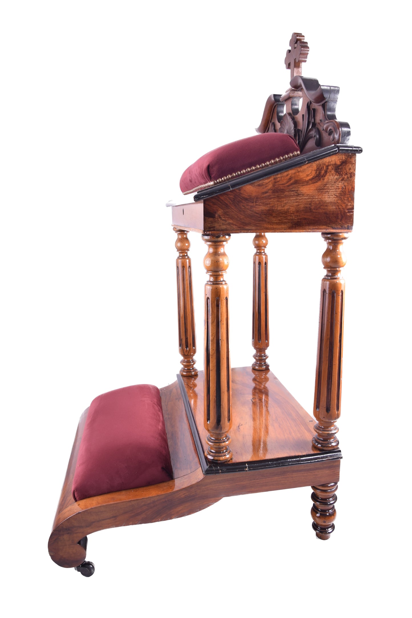 Klęcznik neobarokowy (prie-dieu) Europa ok. 1860–1880 orzech 122x60x70cm