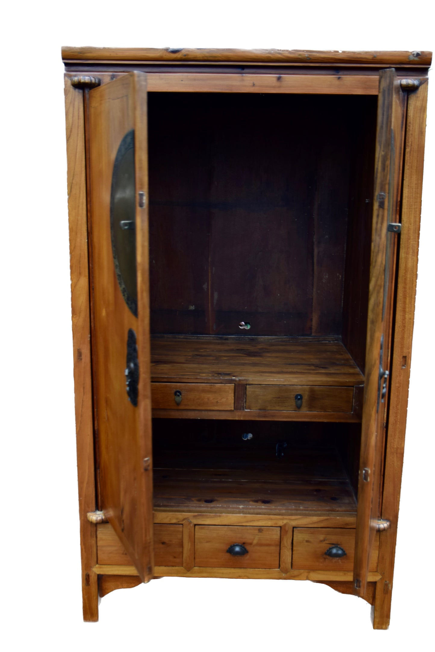 Szafa chińska z ozdobną Mandalą ciepły brąz 187x104x60cm Moon Door Cabinet