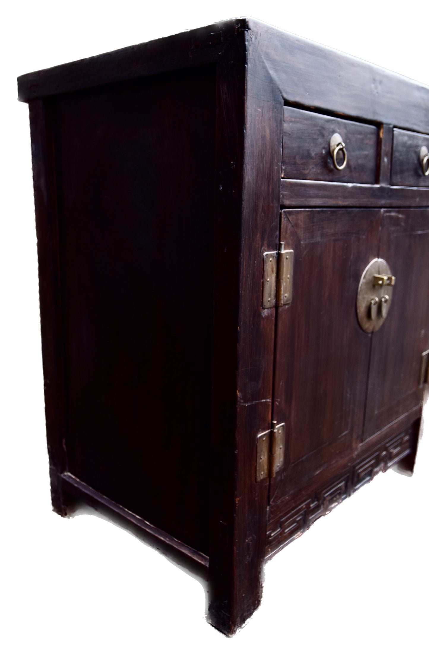 Komoda chińska dwusekcyjna z 4 szufladami i dwoma drzwiczkami 144x86x54cm