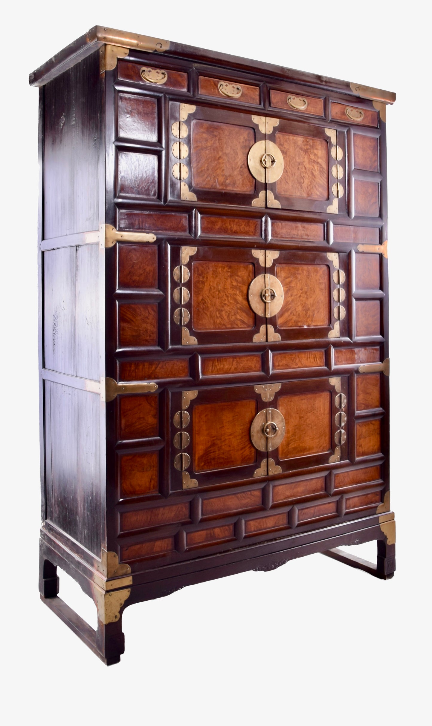 Komoda koreańska duża typu Bandaji orzech lata 1880-1910r 155x103x47 cm