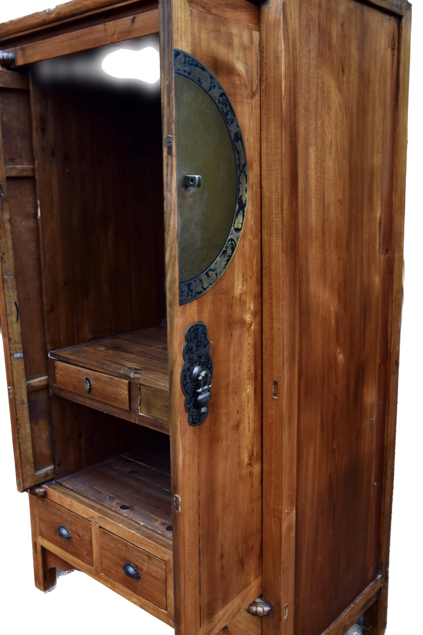 Szafa chińska z ozdobną Mandalą ciepły brąz 187x104x60cm Moon Door Cabinet
