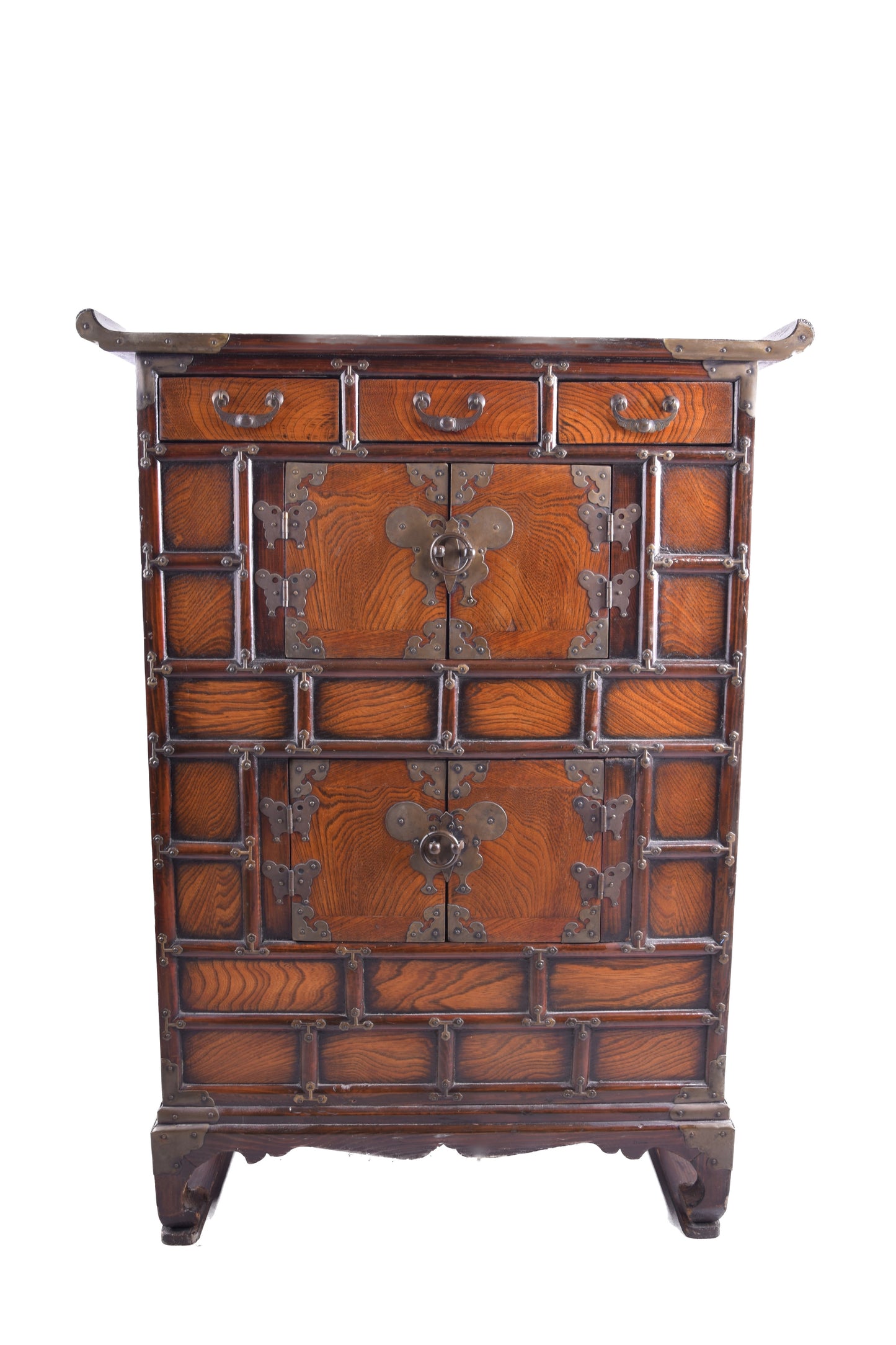 Koreańska komoda Bandaji z motylami 1920–50 forma pagody 84x60x30 cm