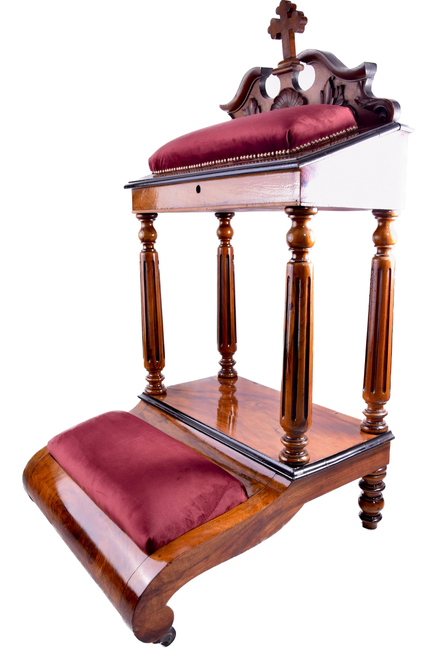 Klęcznik neobarokowy (prie-dieu) Europa ok. 1860–1880 orzech 122x60x70cm