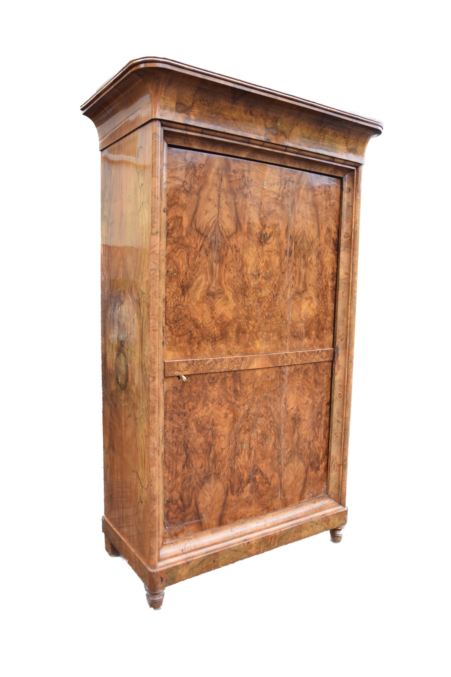 Bieliźniarka Biedermeier z połowy XIX wieku – fornir orzechowy 174cm