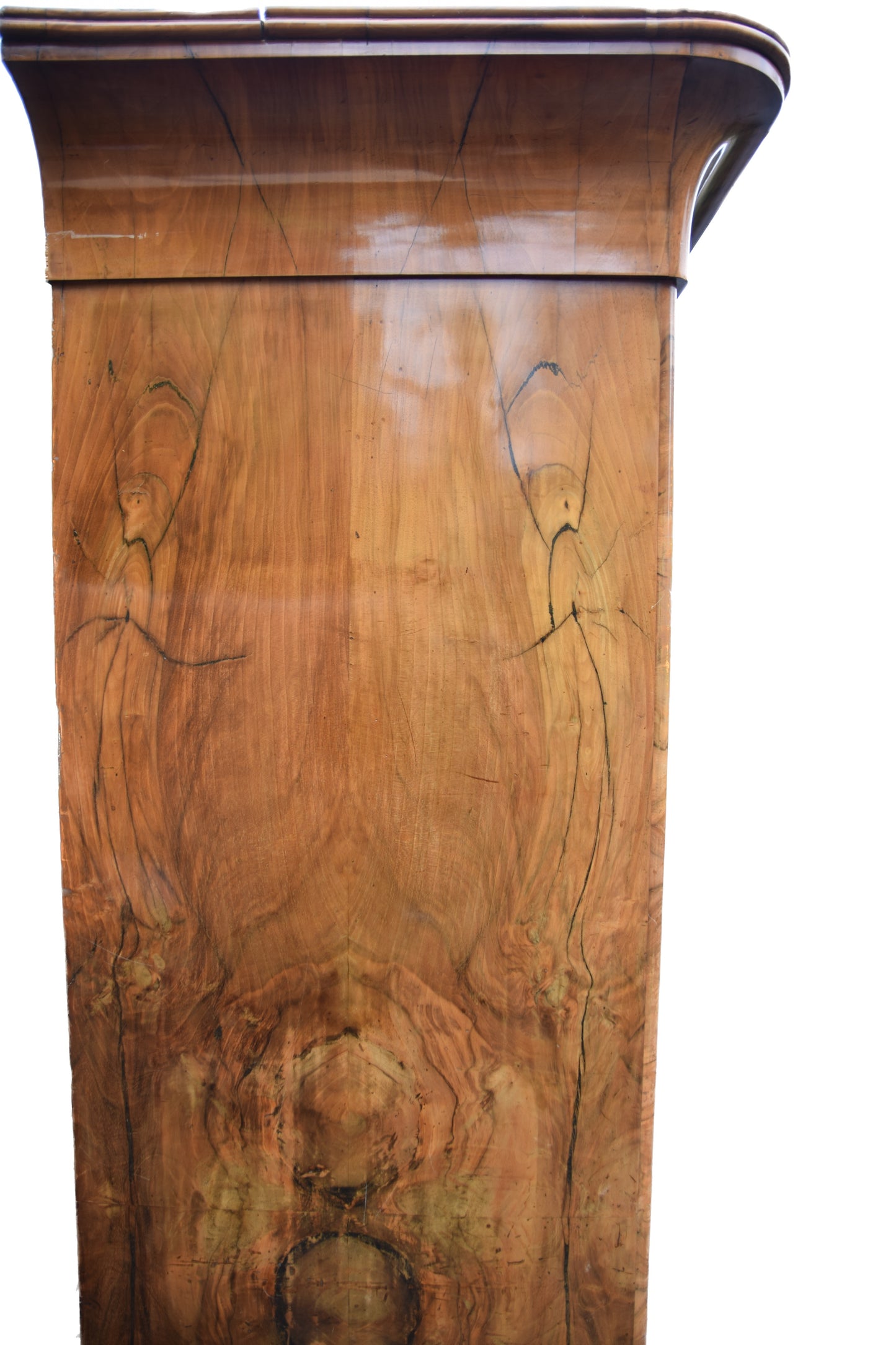 Bieliźniarka Biedermeier z połowy XIX wieku – fornir orzechowy 174cm