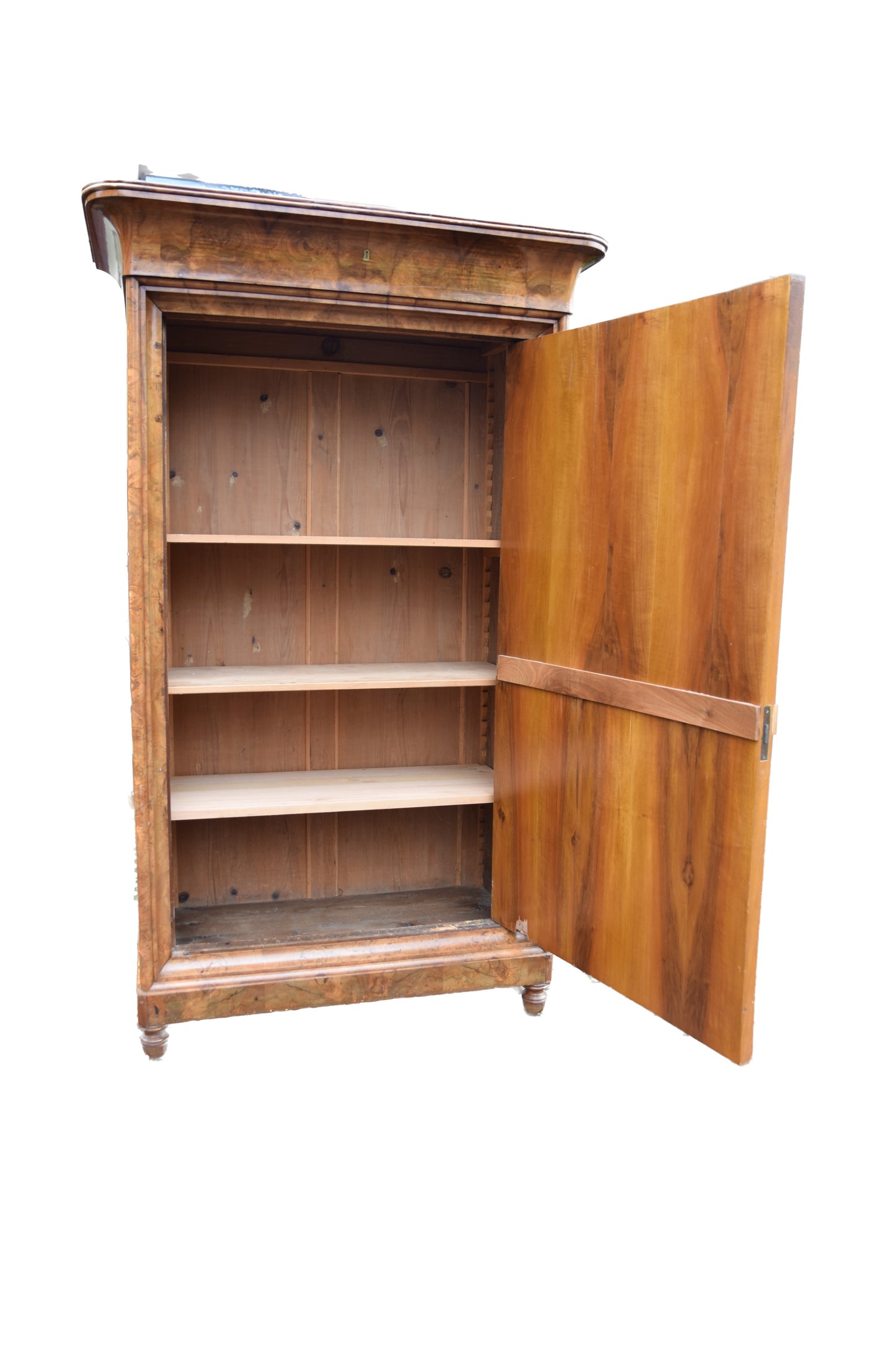 Bieliźniarka Biedermeier z połowy XIX wieku – fornir orzechowy 174cm