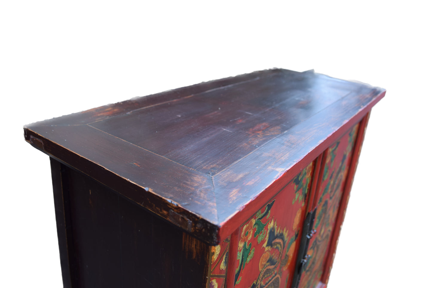 Chińska komoda w czerwieni ze smokami region Shanxi/Tybet, XX w 110x96x40