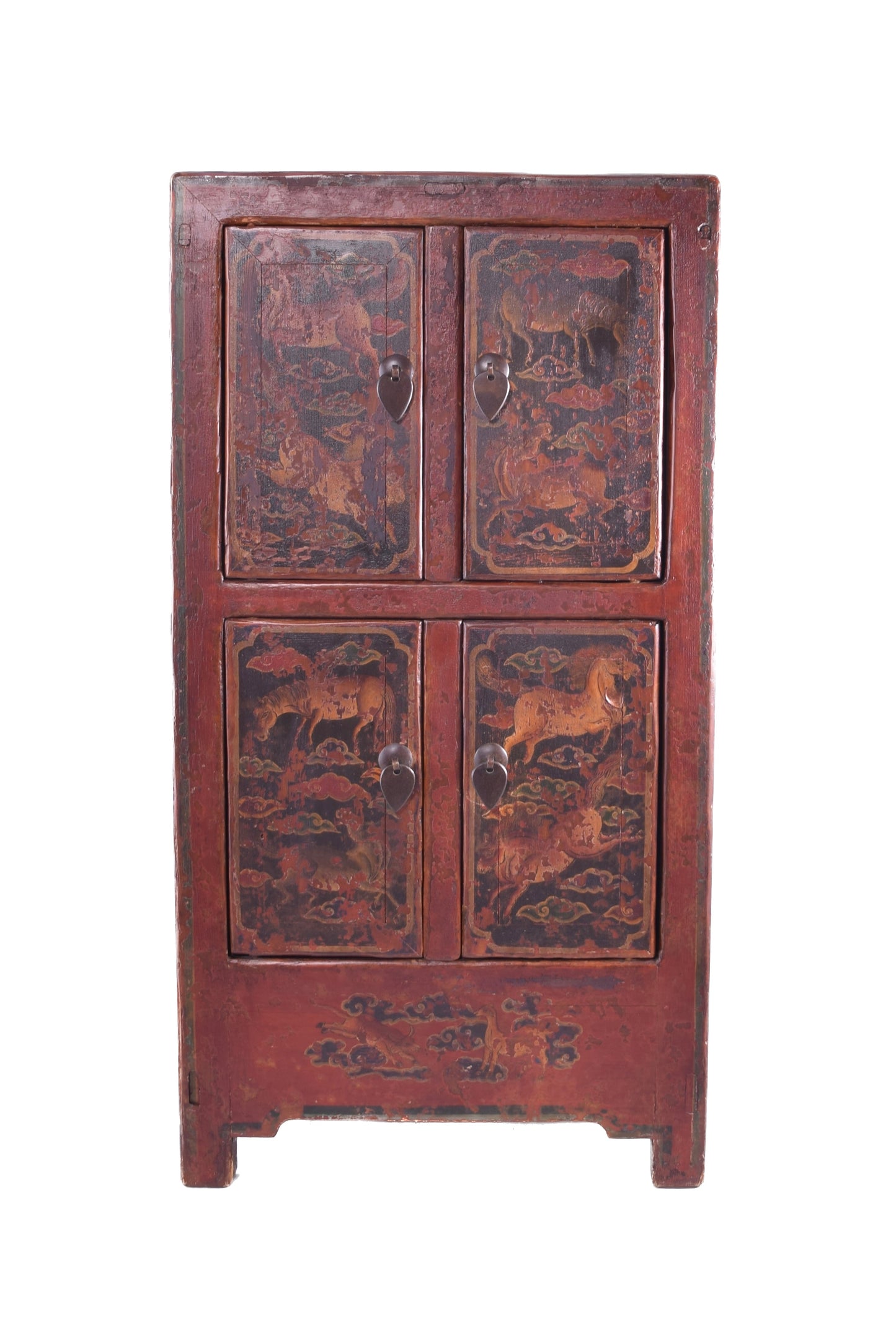 Para chińskich szafek malowana z końmi dynastia Qing (ok. 1880–1910) 95 cm