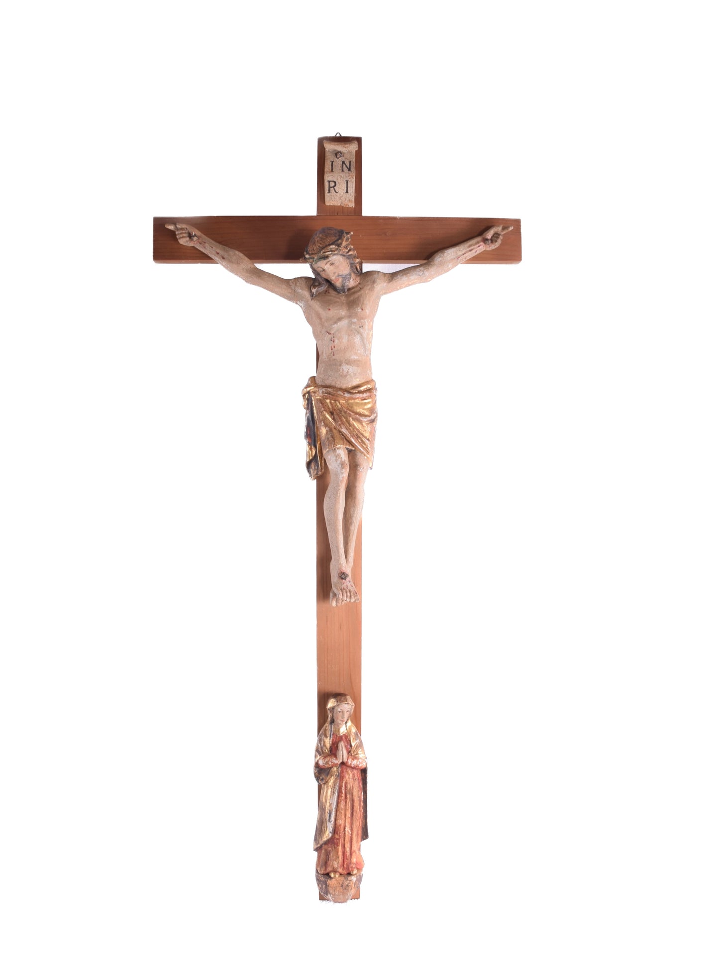 Duży Krucyfiks krzyż z figurą Chrystusa i postacią Marii 89x42 cm