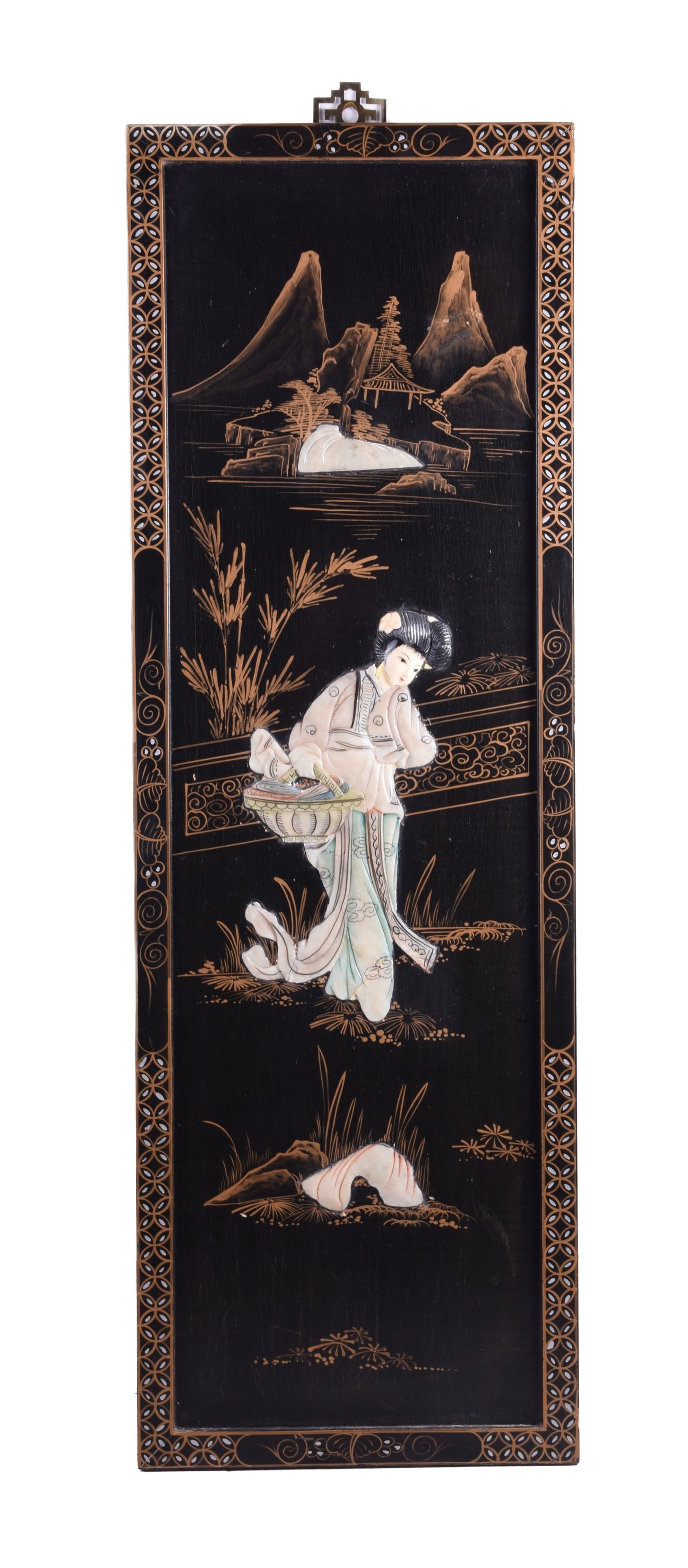 Chiński panel dekoracyjny Cena za sztukę Gejsza  czarny 90 x 30 x 2 cm
