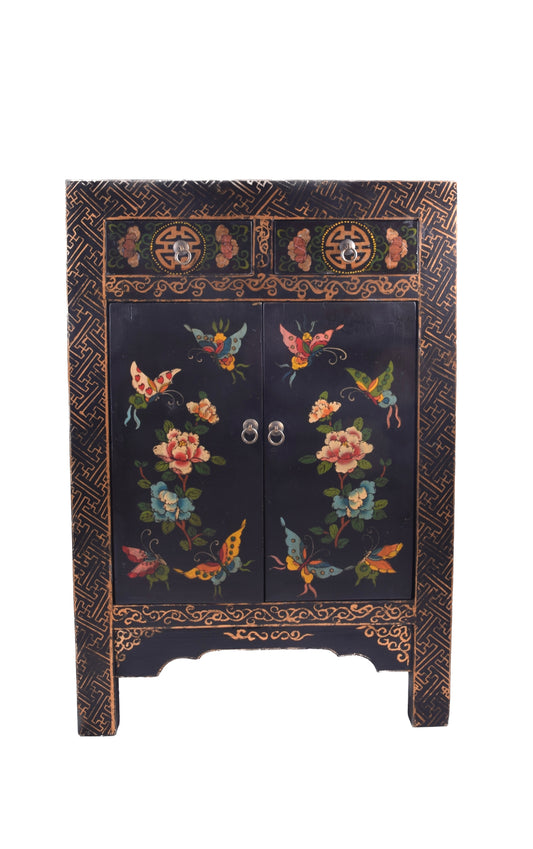Chińska Komoda w motyle i kwiaty i znaki Shou na szufladkach 85x57x38cm