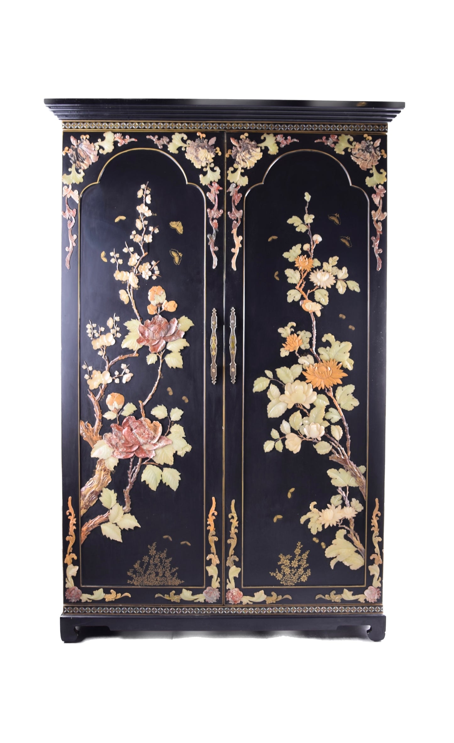 Chiny Pięknie zdobiona szafa z półkami relief kwiatowy średnia 146x96x45 cm