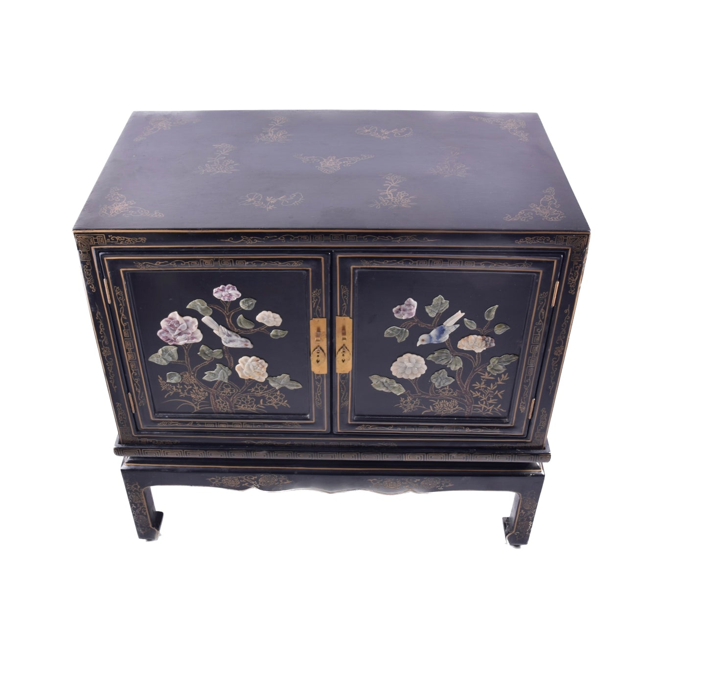 Sztuka Chin bogato zdobiona komoda z drzwiczkami 80x76x46 cm