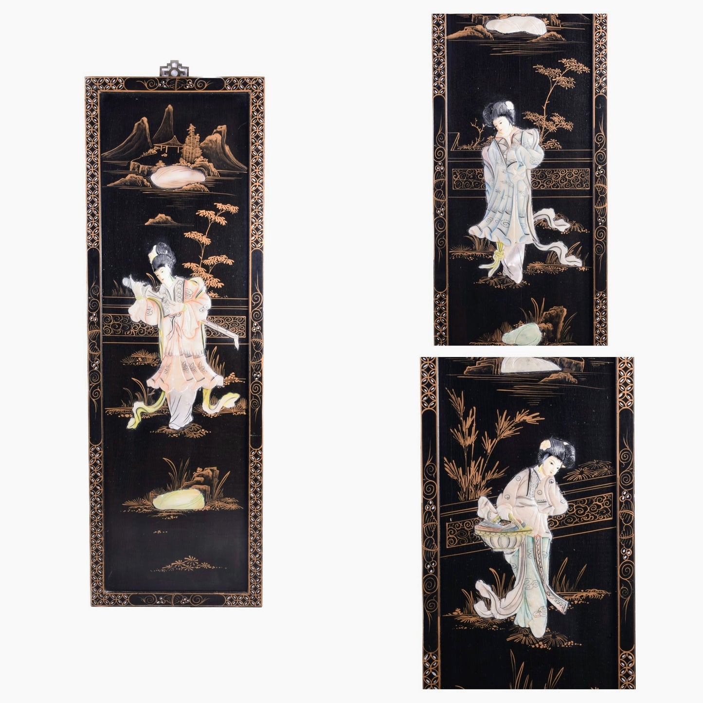 Chiński panel dekoracyjny Cena za sztukę Gejsza  czarny 90 x 30 x 2 cm