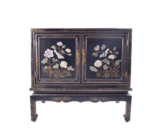 Sztuka Chin bogato zdobiona komoda z drzwiczkami 80x76x46 cm