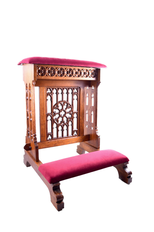 Neogotycki klęcznik kościelny XIX w. – rzeźbiony, oryginał 88x68x72cm