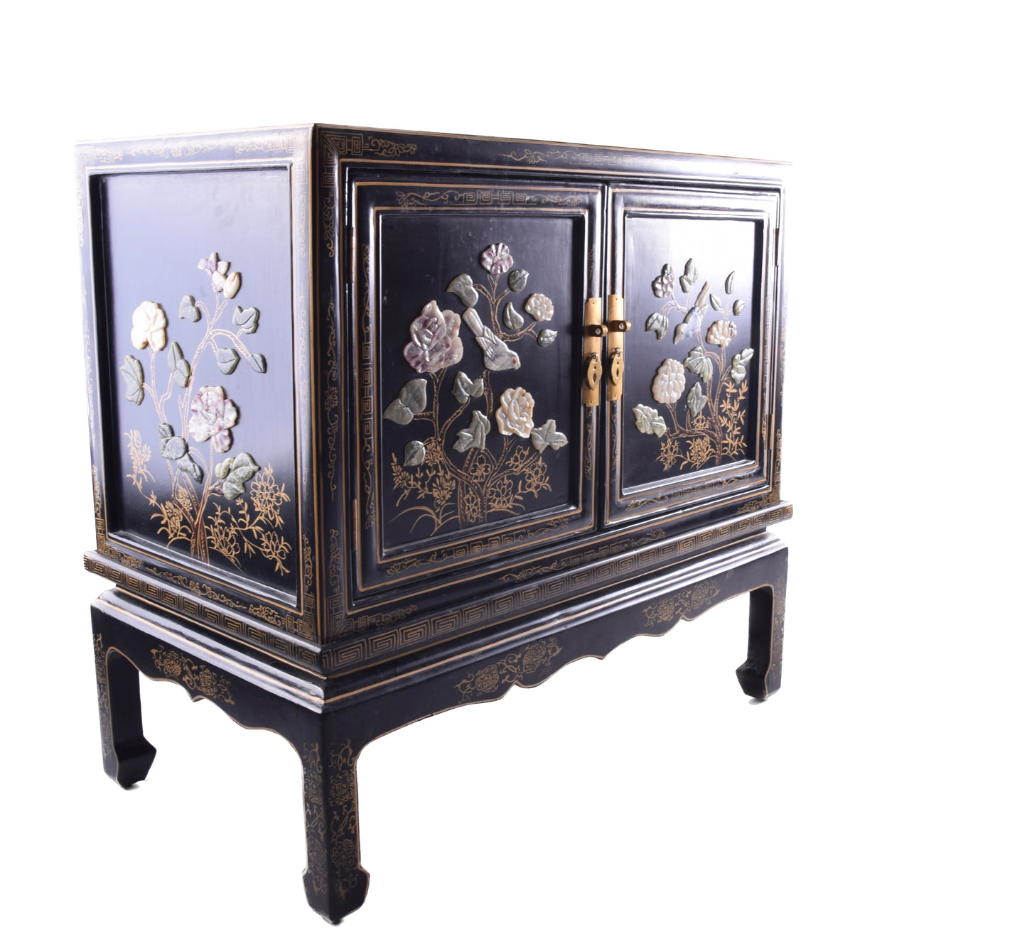 Sztuka Chin bogato zdobiona komoda z drzwiczkami 80x76x46 cm