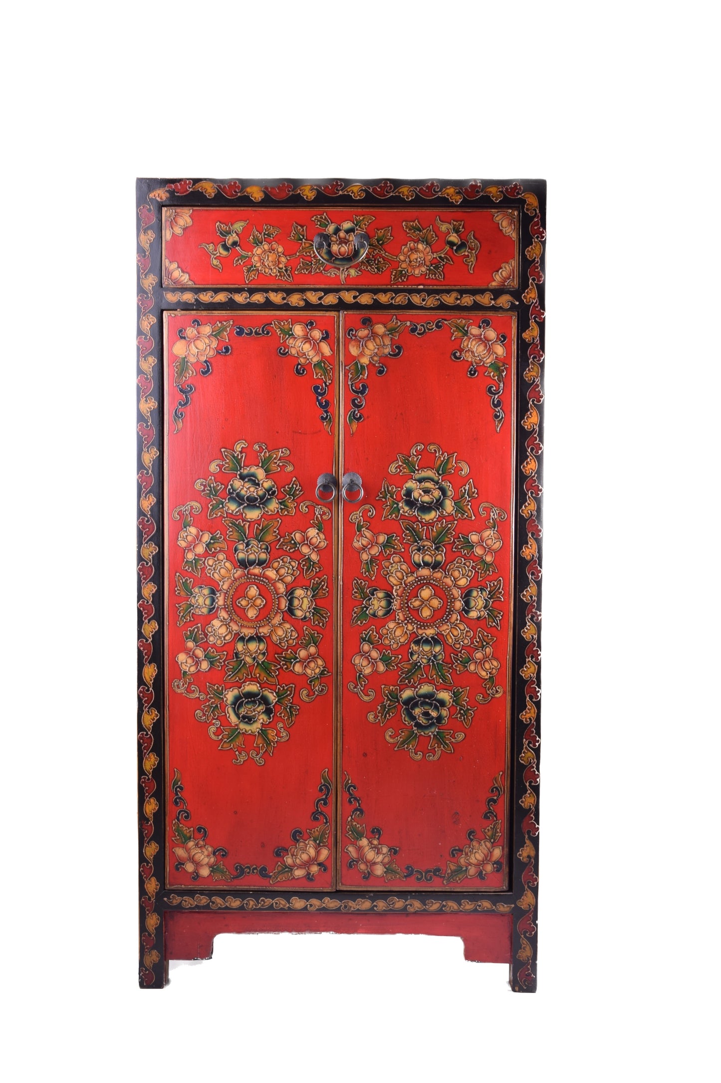 Sztuka Chin komoda w pięknej czerwieni ręcznie malowana 120x60x38 cm