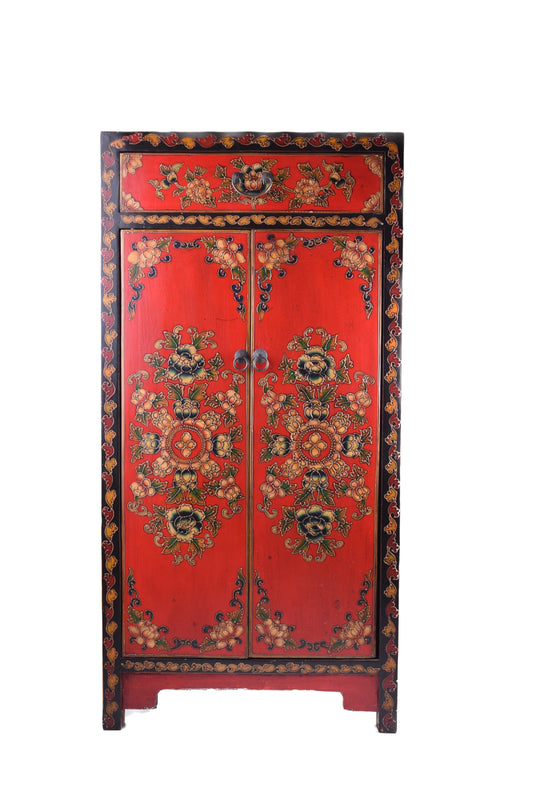Sztuka Chin komoda w pięknej czerwieni ręcznie malowana 120x60x38 cm