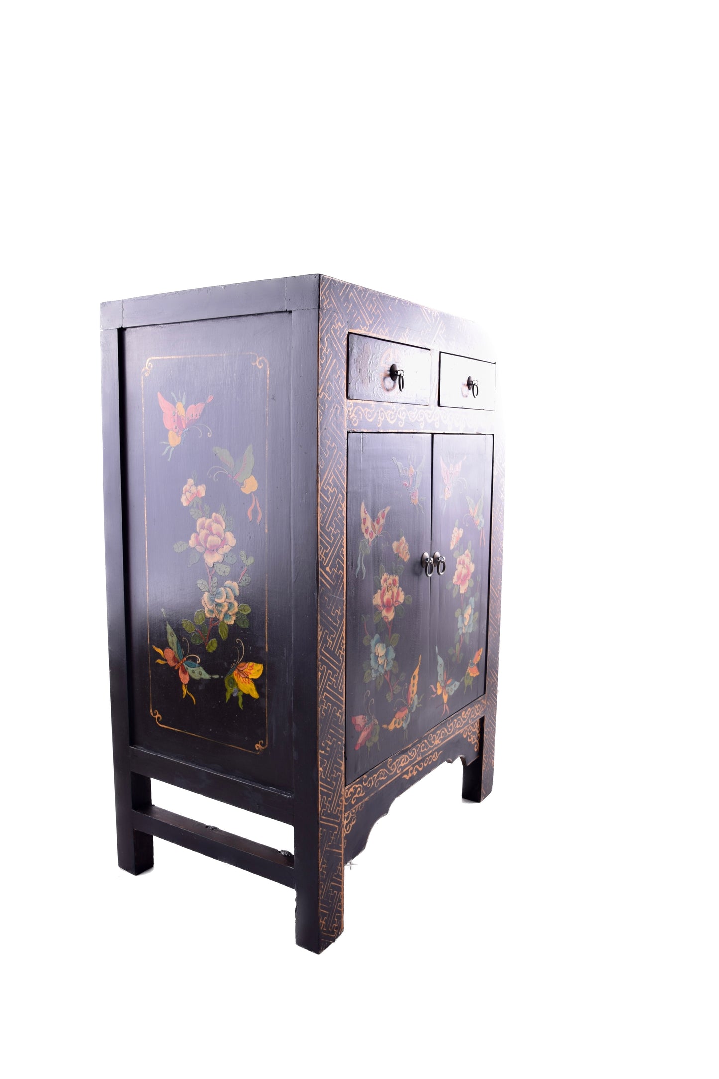 Chińska Komoda w motyle i kwiaty i znaki Shou na szufladkach 85x57x38cm