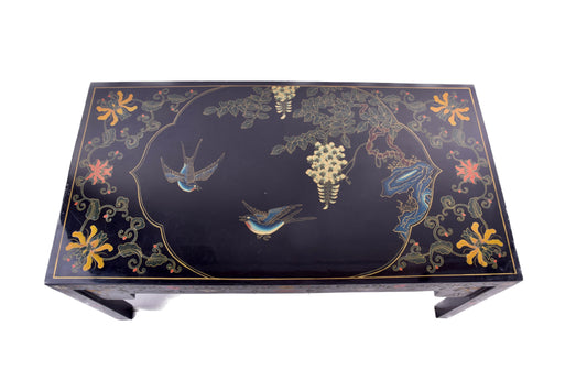 Chiński stolik ława pięknie malowany w ptaki i kwiaty 97x51x43 cm