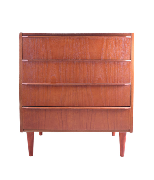 Komoda duńska mała zgrabna na nóżkach vintage 4 szuflady 71x63x36 cm