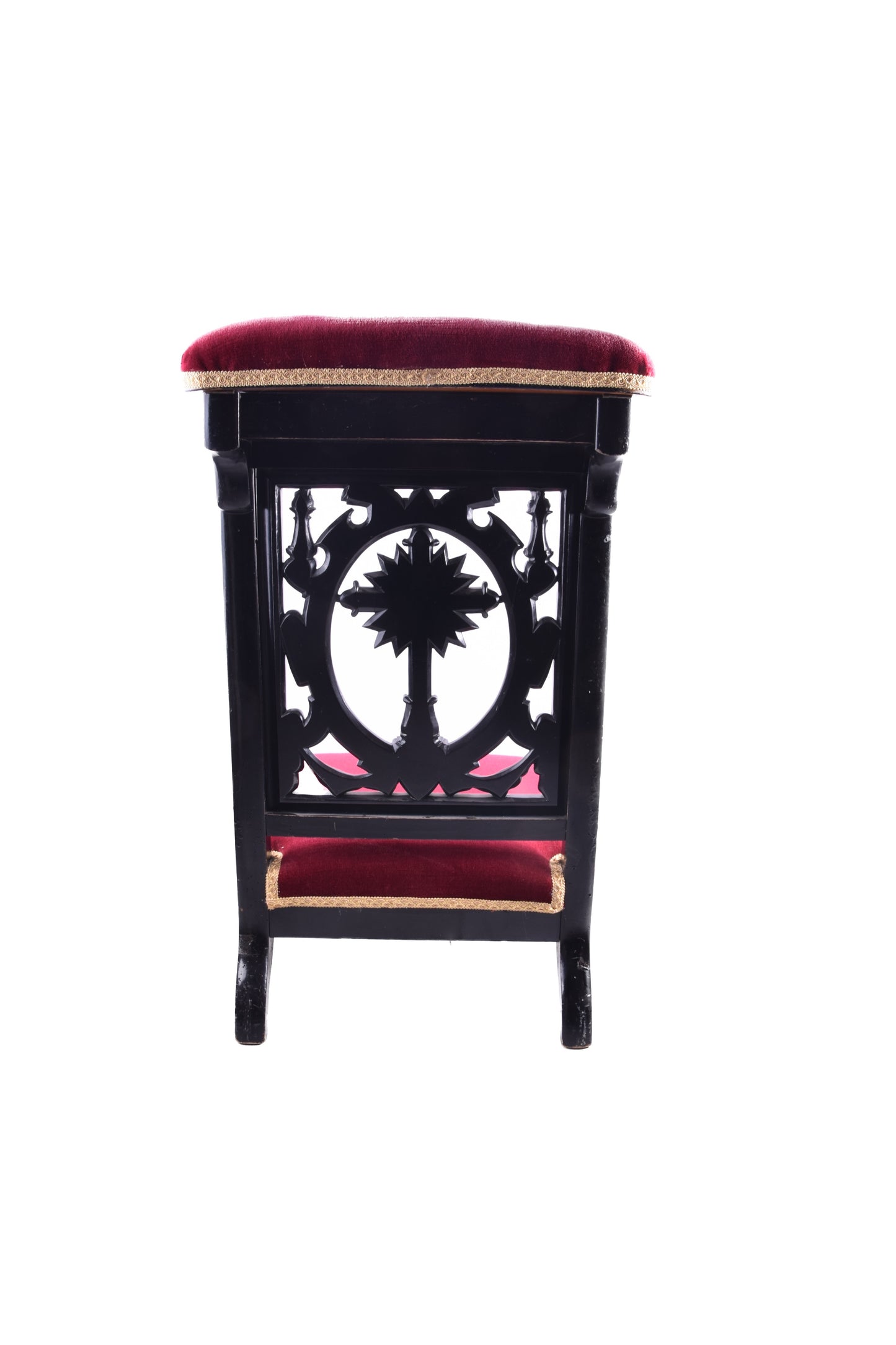 Klęcznik klasycystyczny z motywem krzyża czarno bordowy 90x57x52x25 cm