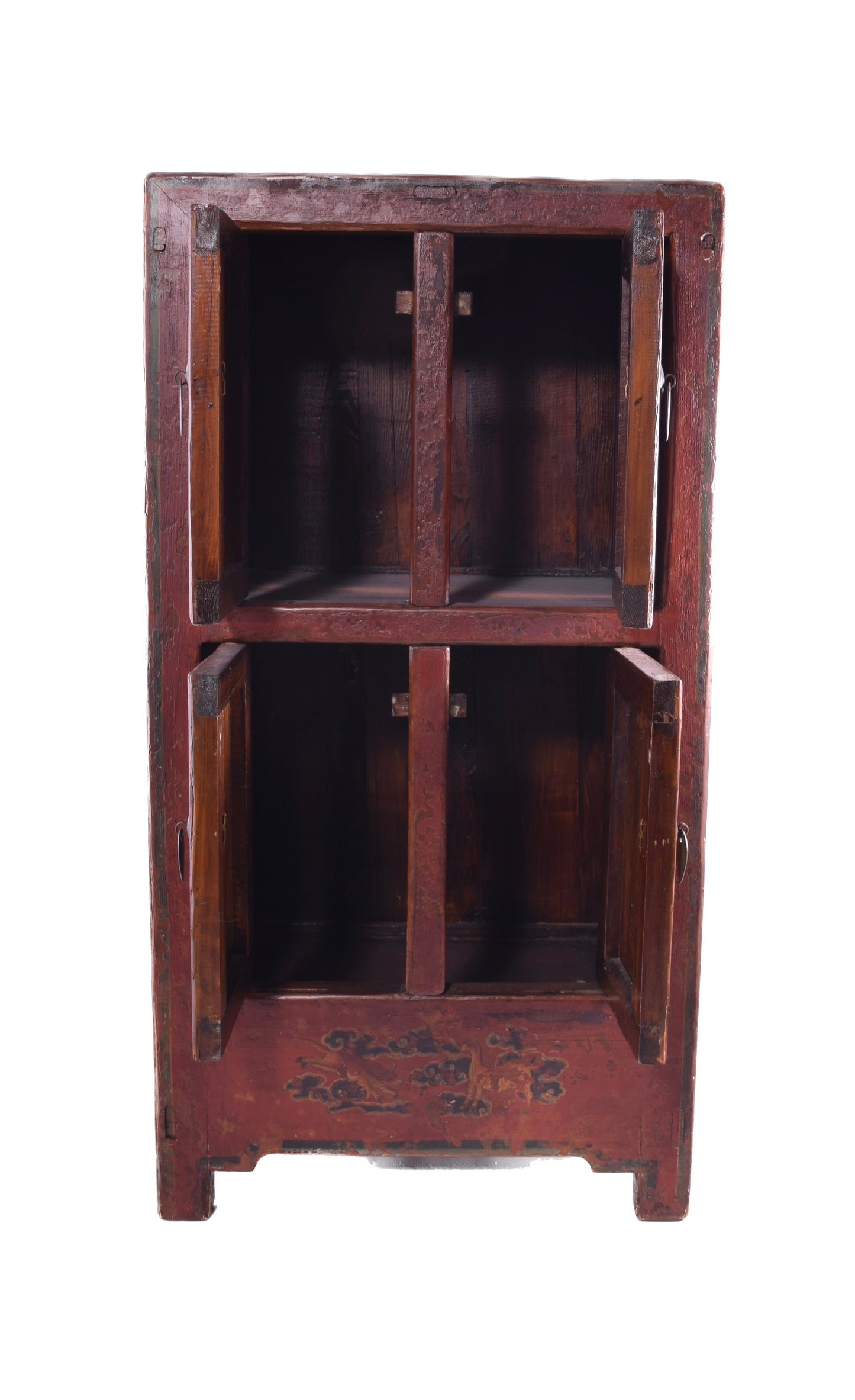 Para chińskich szafek malowana z końmi dynastia Qing (ok. 1880–1910) 95 cm