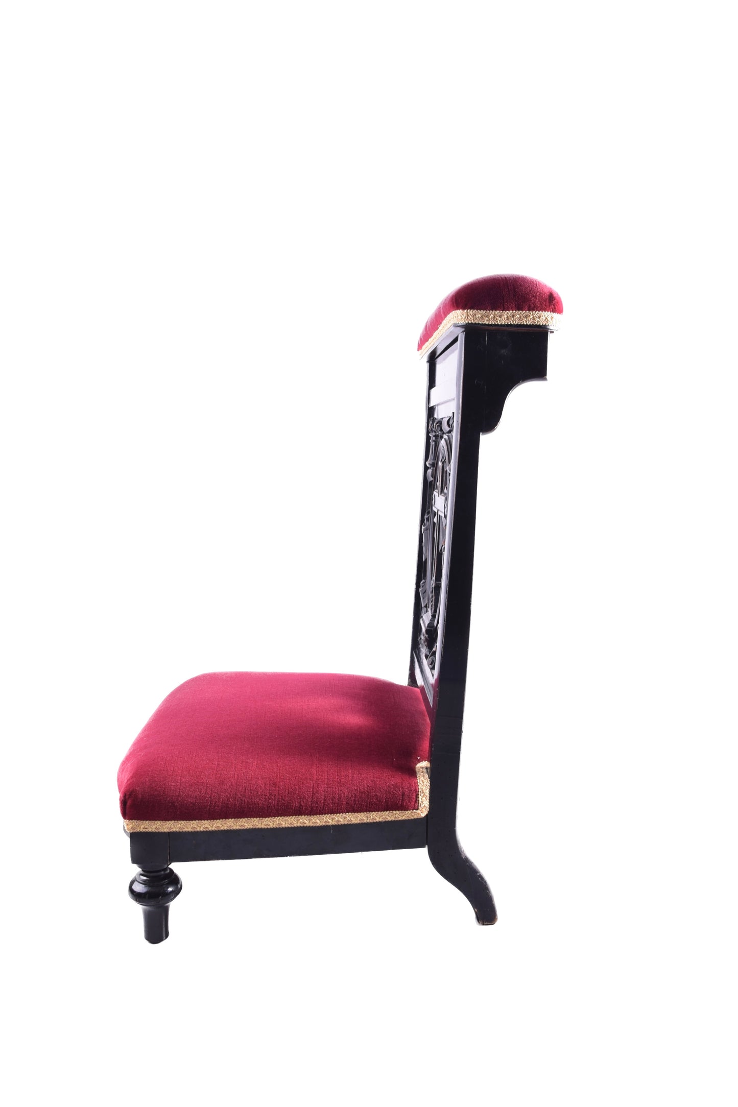 Klęcznik klasycystyczny z motywem krzyża czarno bordowy 90x57x52x25 cm