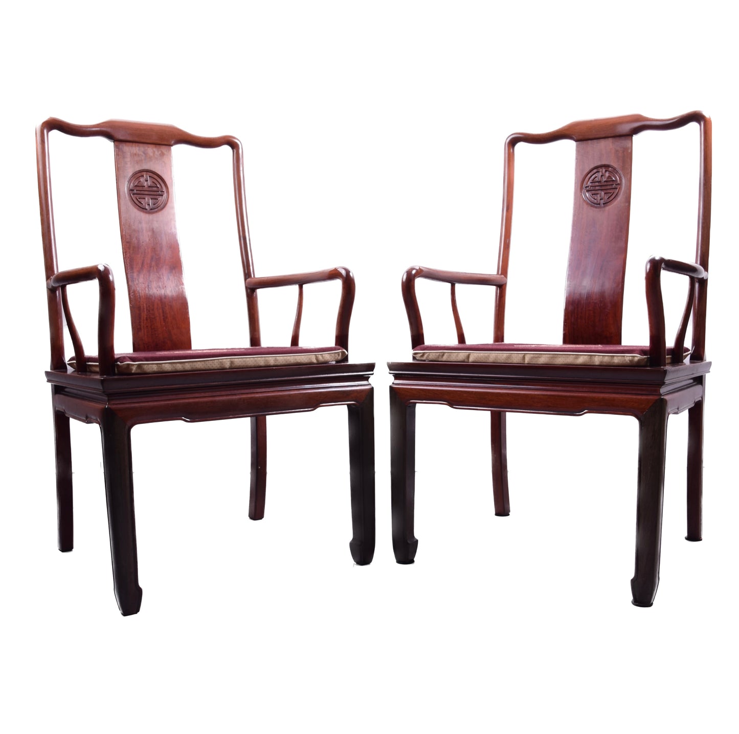 Para krzeseł chińskich ze znakiem Shou lite drewno orientalne 98x56x50x42cm