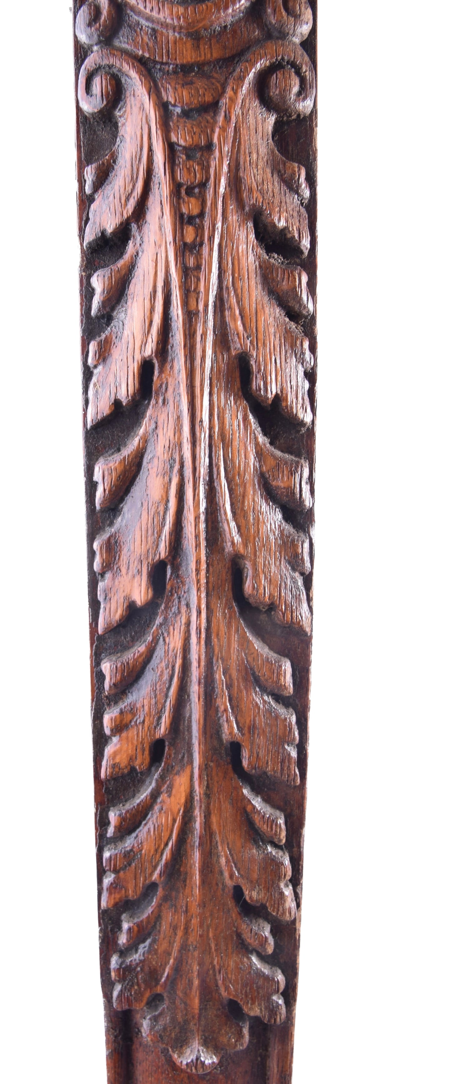 Rzeźbione elementy dąb głowy lwów snycerka XIX/XX komplet 3 szt. 132x7x5cm