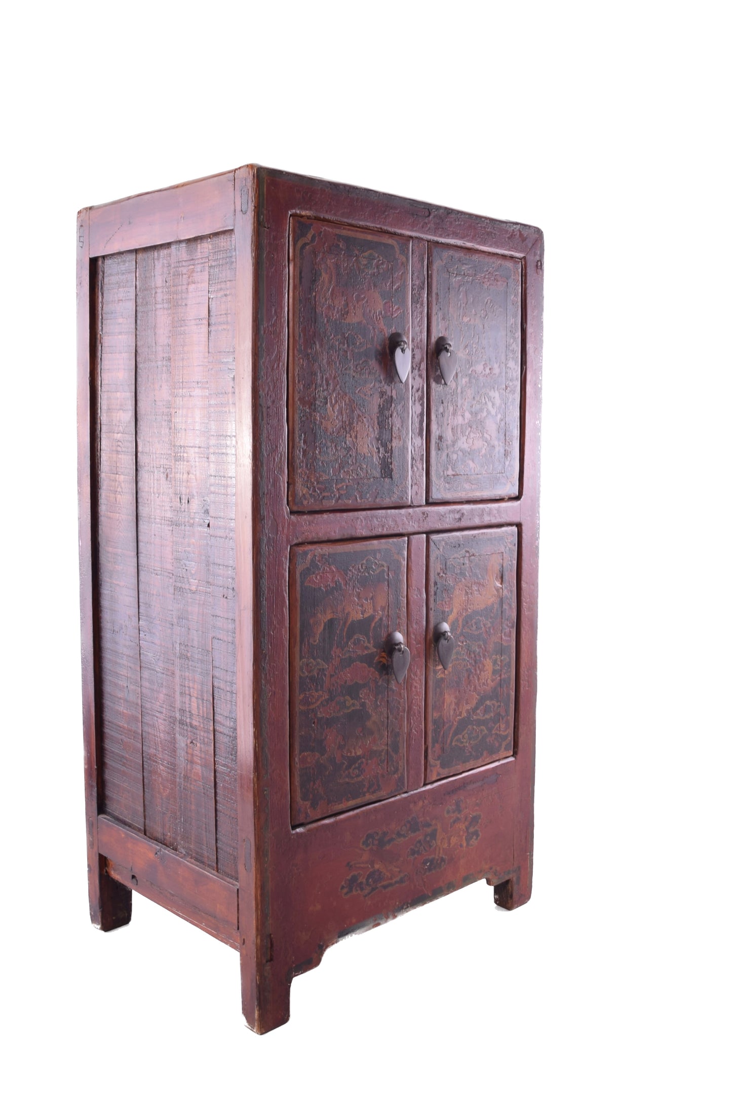 Para chińskich szafek malowana z końmi dynastia Qing (ok. 1880–1910) 95 cm