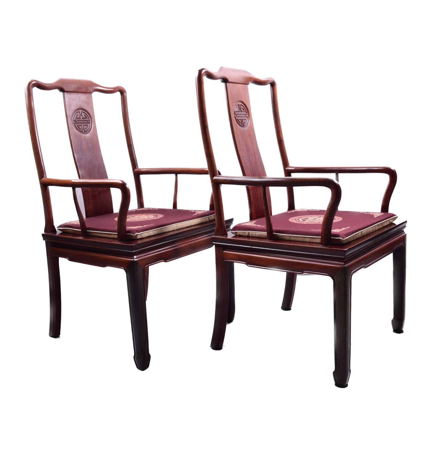 Para krzeseł chińskich ze znakiem Shou lite drewno orientalne 98x56x50x42cm