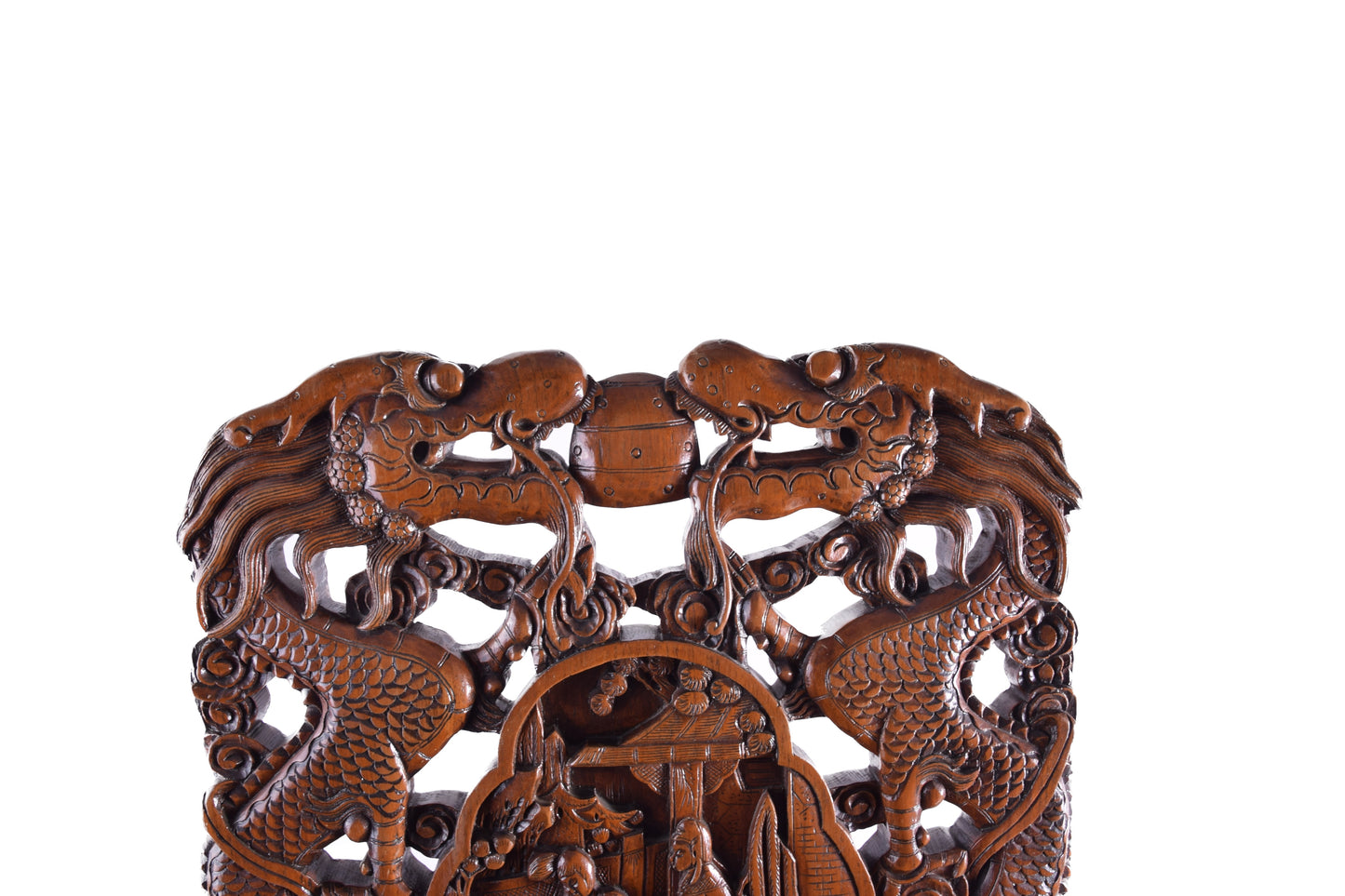 Para chińskich rzeźbionych foteli w smoki styl Qing IIpoł XX w 107x65x55 cm