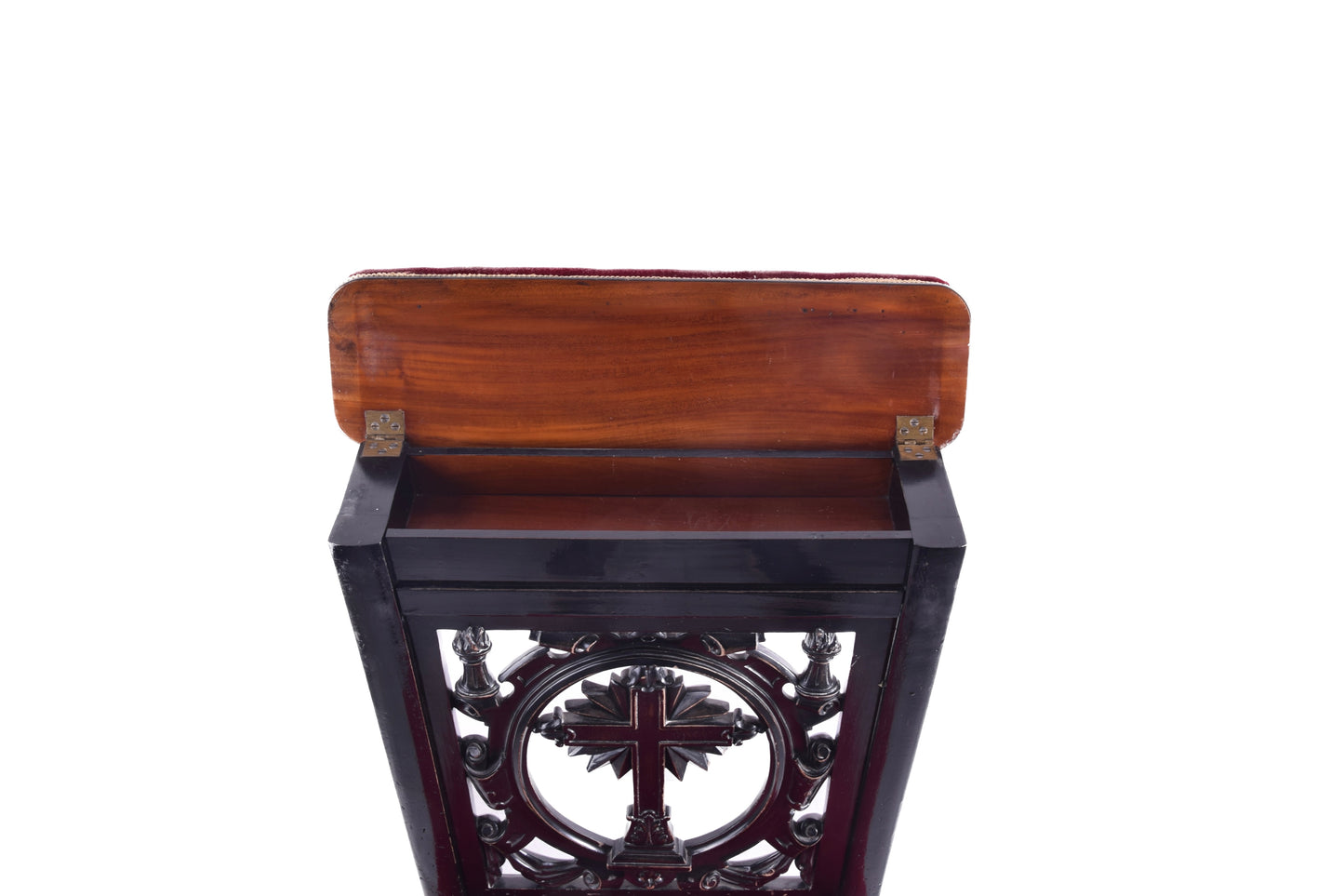 Klęcznik klasycystyczny z motywem krzyża czarno bordowy 90x57x52x25 cm