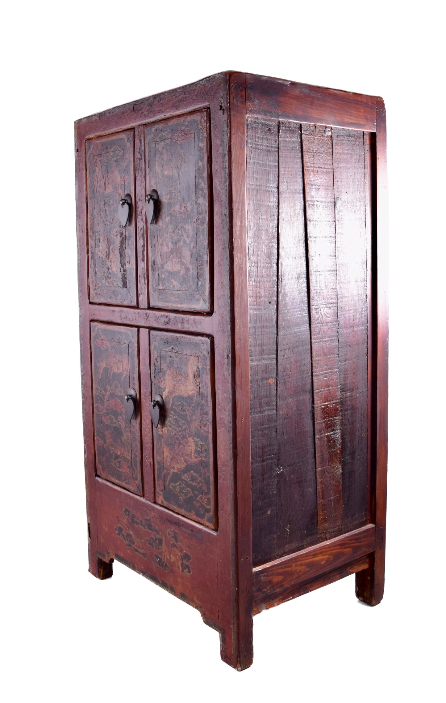 Para chińskich szafek malowana z końmi dynastia Qing (ok. 1880–1910) 95 cm