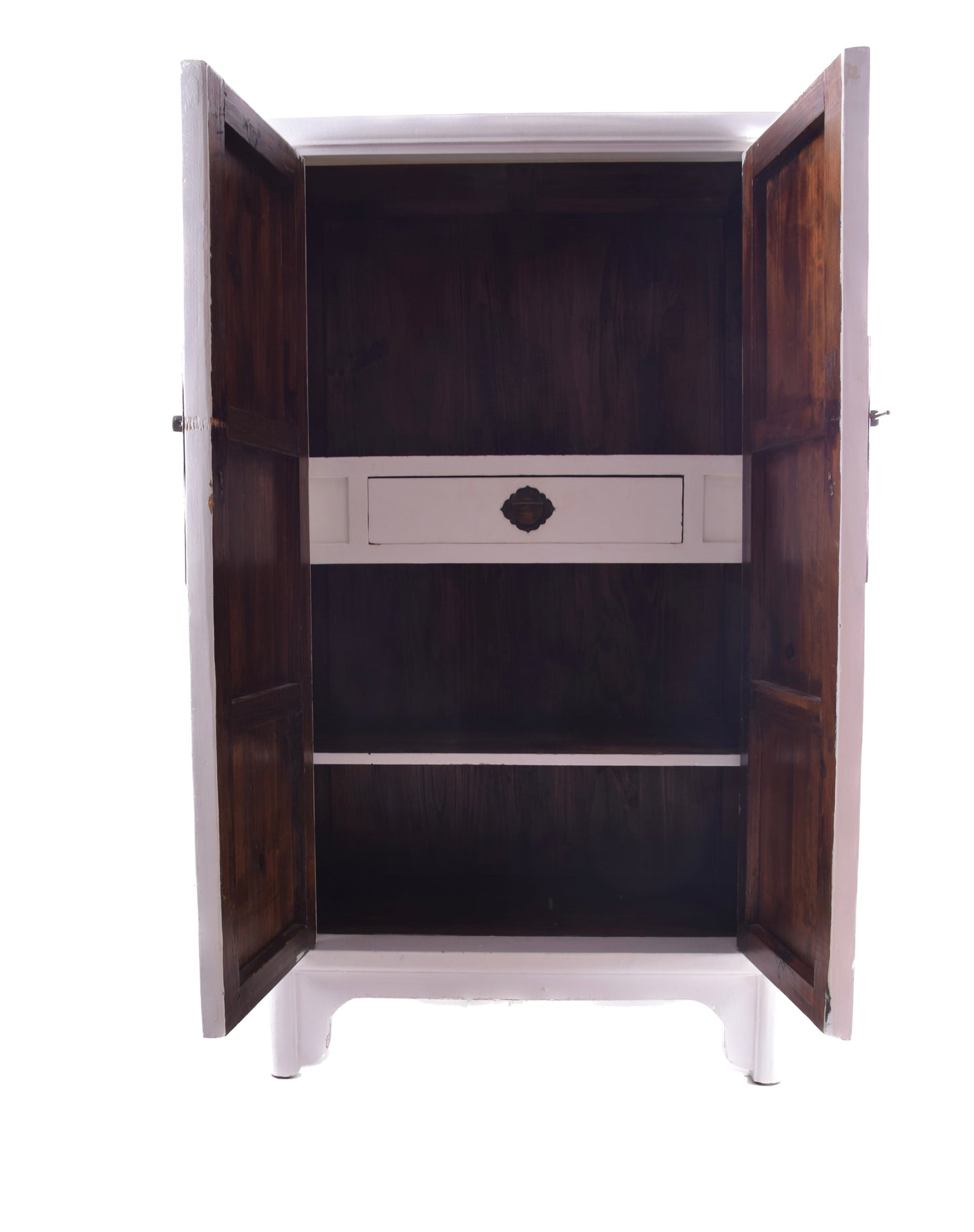 Biała szafka komoda w formie pagody Chiny II połowa XX w 131x75x40 cm