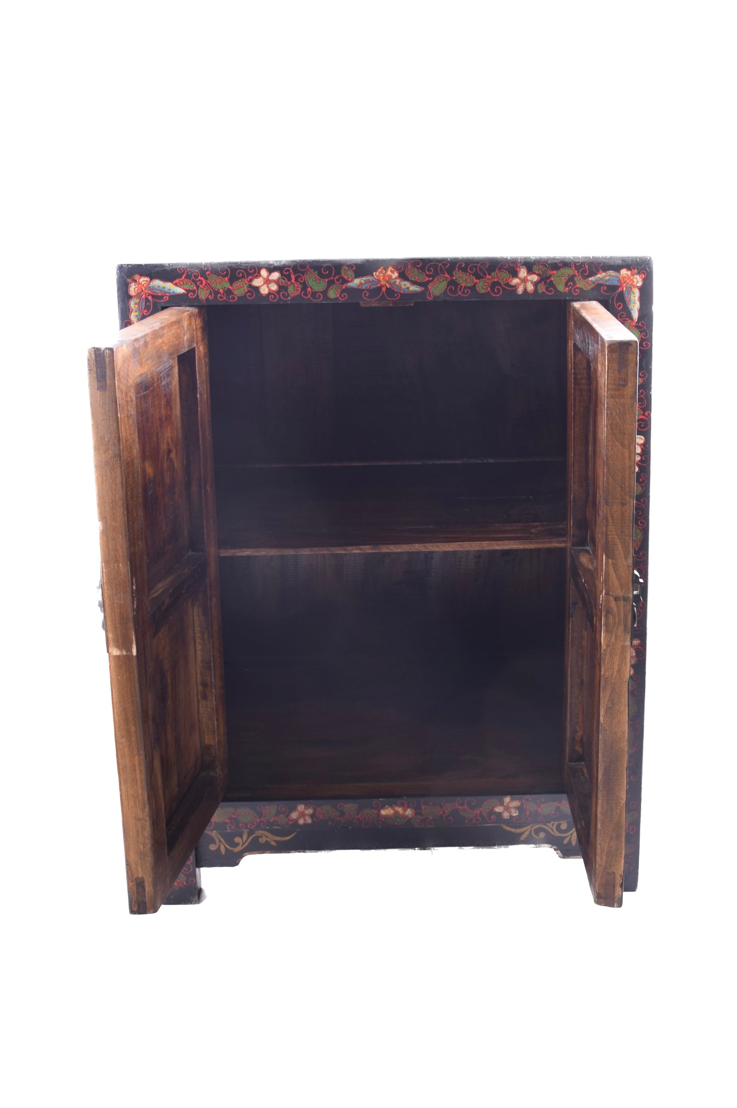 Chińska Komoda malowana w motyle i kwiaty czarna 80x60x40cm
