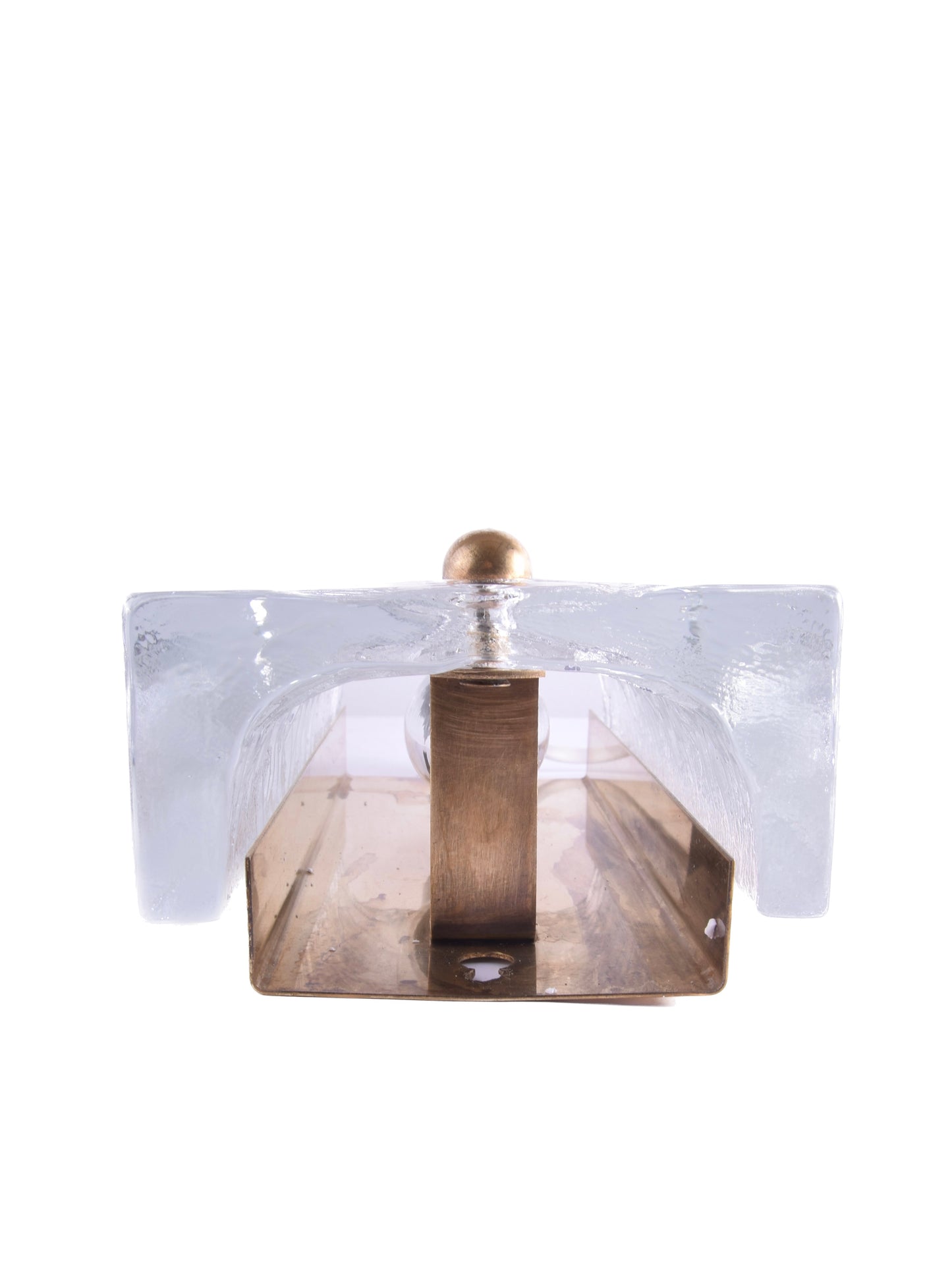 Para kinkietów Pukeberg lata 60/70 szkło mosiądz Mid Century Modern 22x11cm