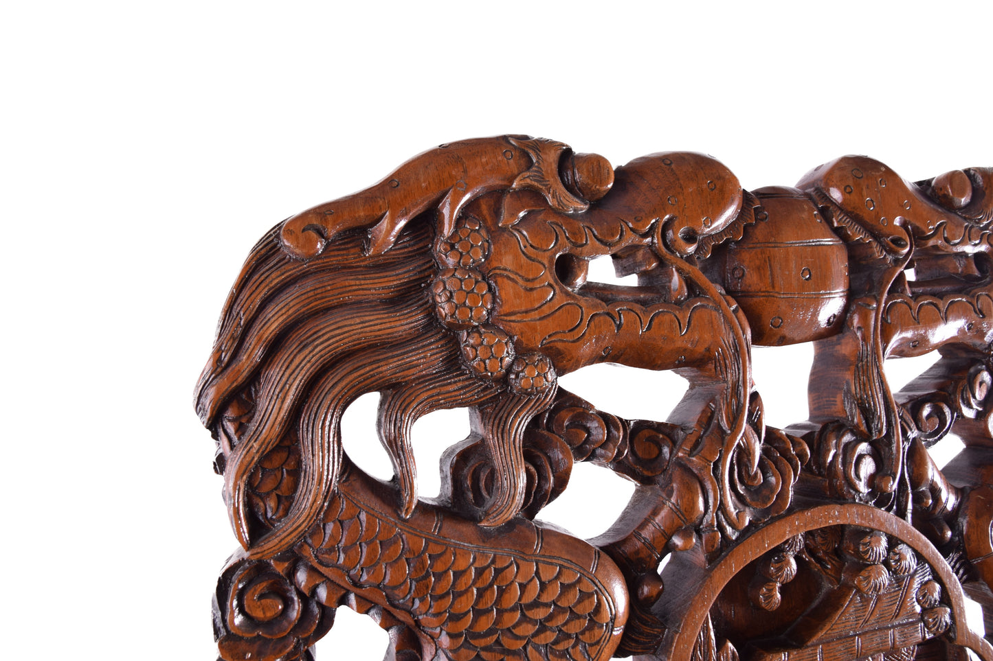 Para chińskich rzeźbionych foteli w smoki styl Qing IIpoł XX w 107x65x55 cm