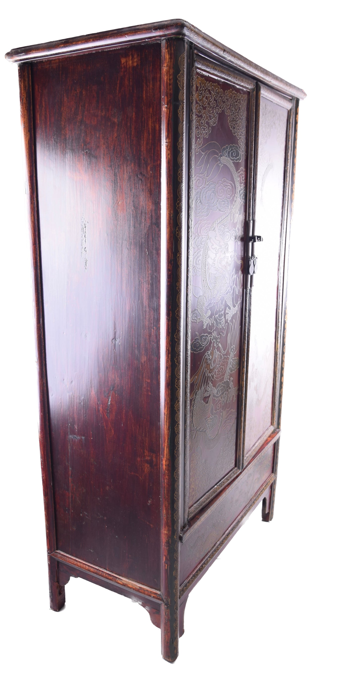 Chińska Szafa zdobiona 6 smoków schowek Qing/Republika ok.1900r 184x94x51cm