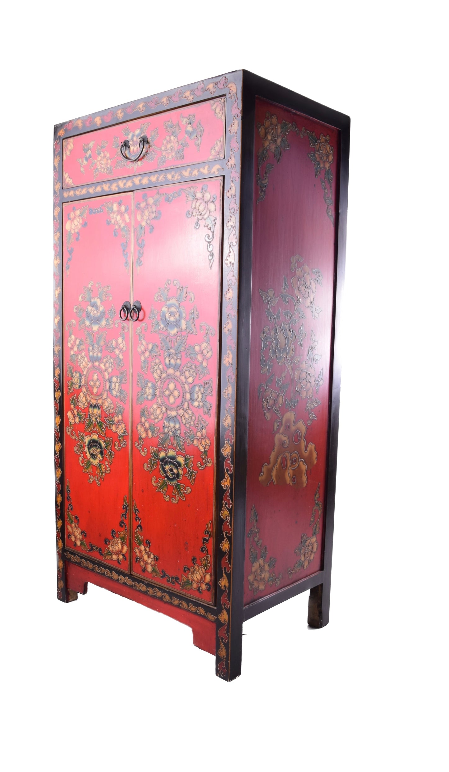 Sztuka Chin komoda w pięknej czerwieni ręcznie malowana 120x60x38 cm