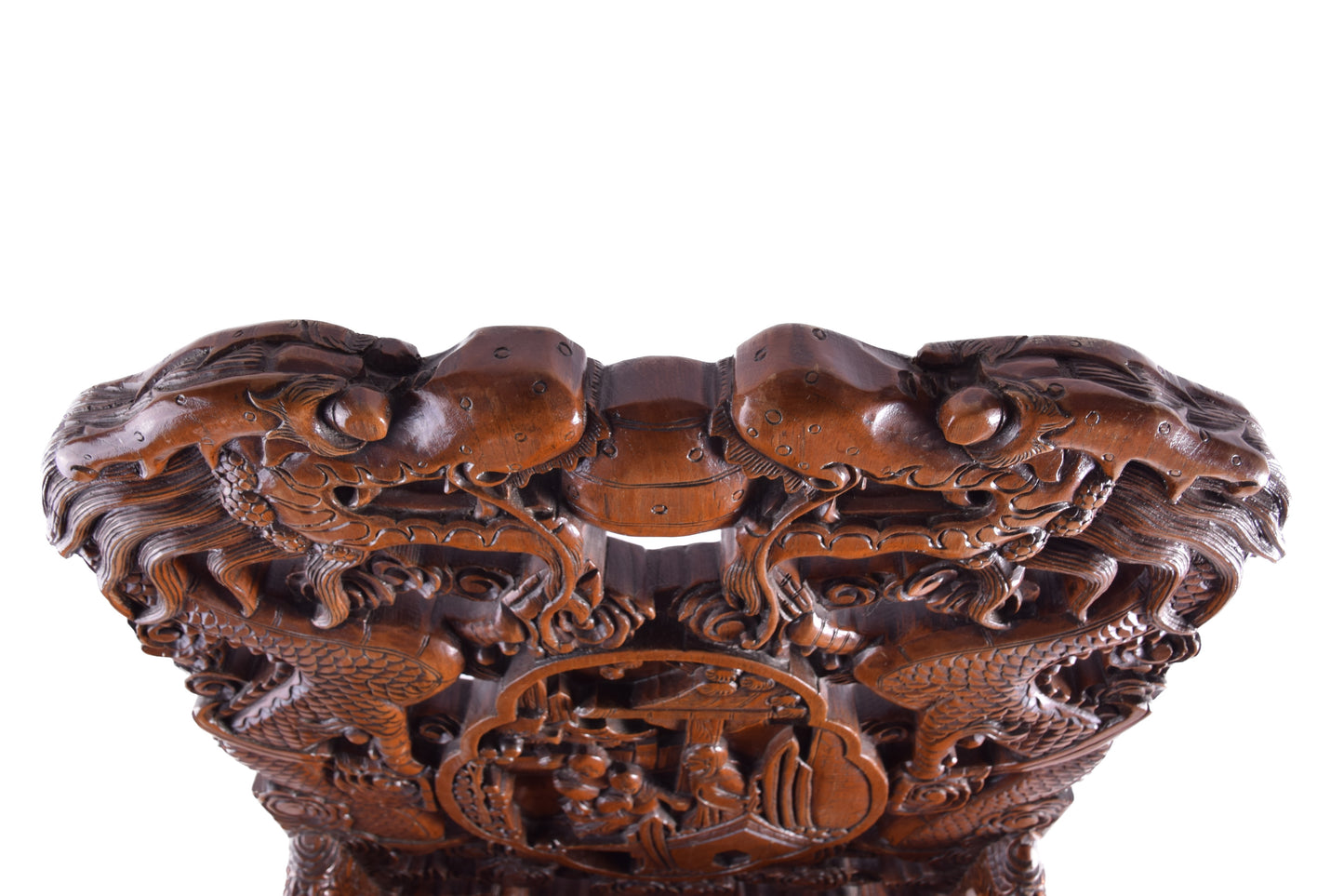 Para chińskich rzeźbionych foteli w smoki styl Qing IIpoł XX w 107x65x55 cm