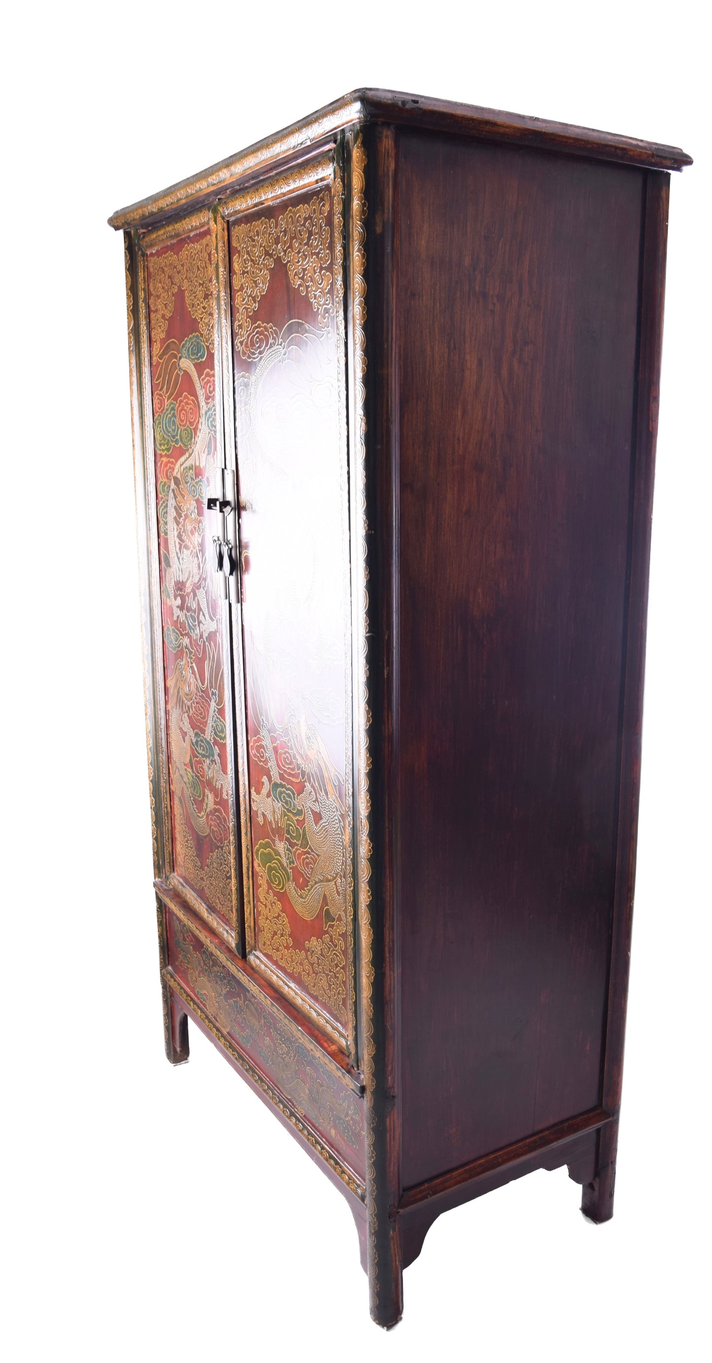 Chińska Szafa zdobiona 6 smoków schowek Qing/Republika ok.1900r 184x94x51cm
