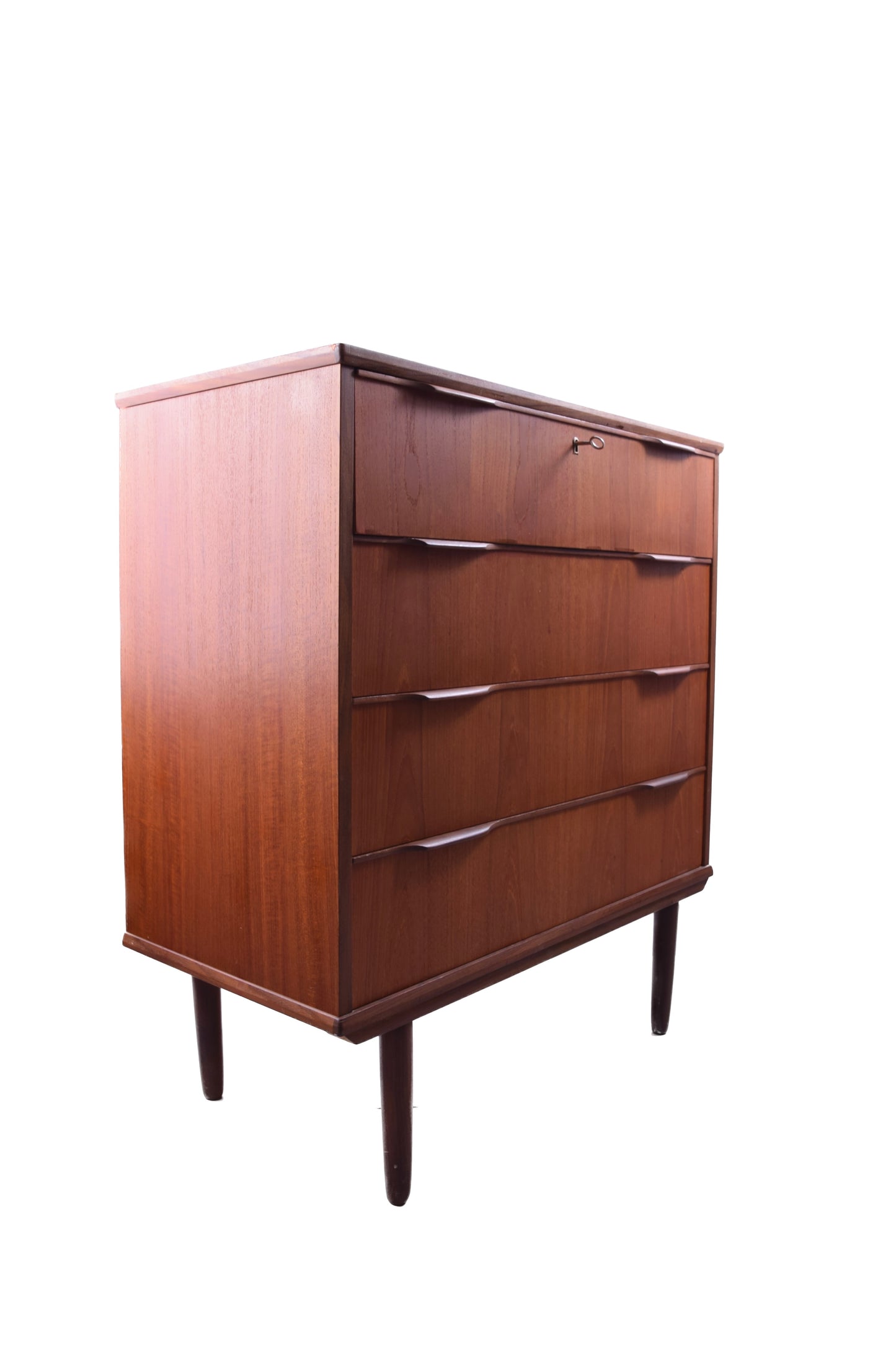 Duńska komoda Ejstrup Mobelfabrik teak 4 głębokie szuflady nóżki 85x95x41cm