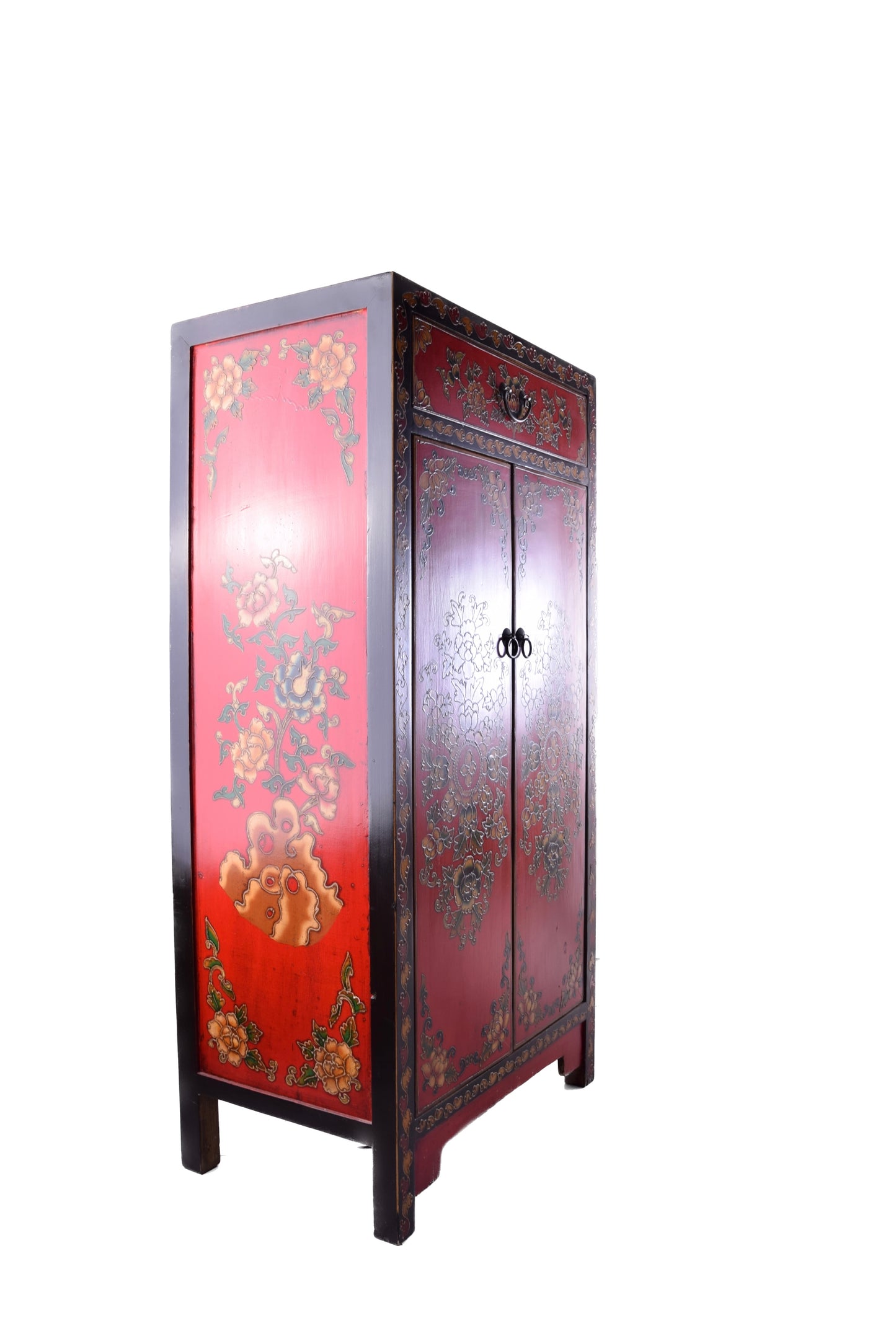 Sztuka Chin komoda w pięknej czerwieni ręcznie malowana 120x60x38 cm