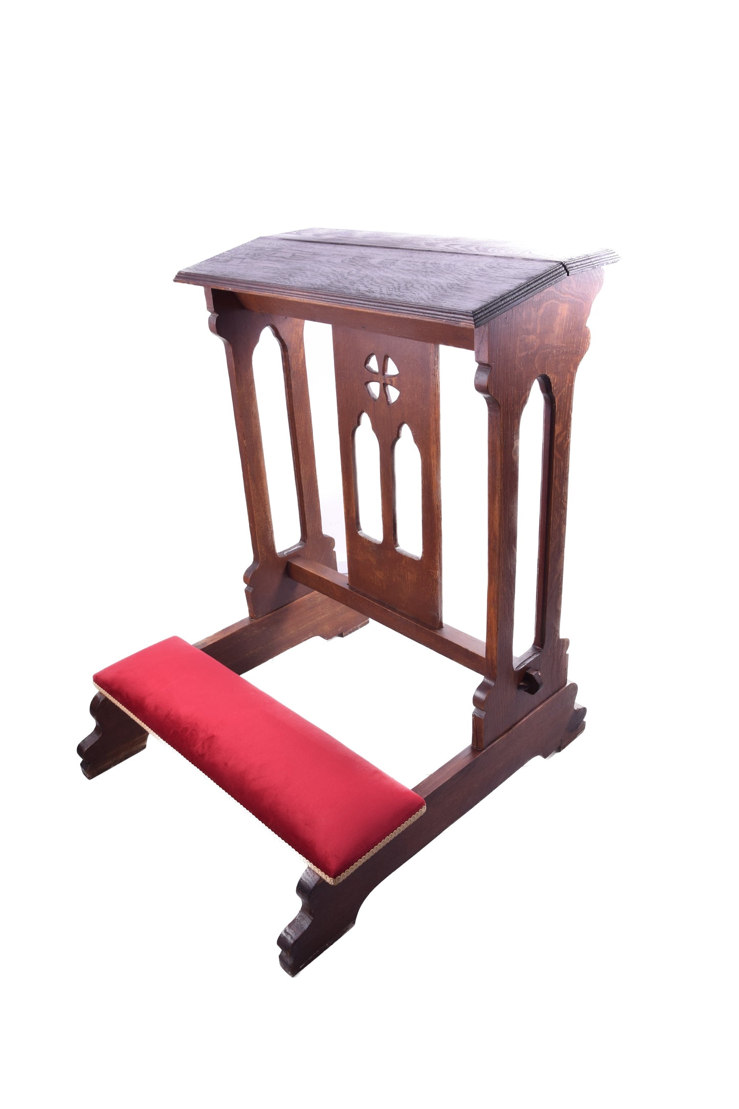 Solidny użytkowy klęcznik dębowy w super stanie Połowa XX w 86x64x70x20 cm