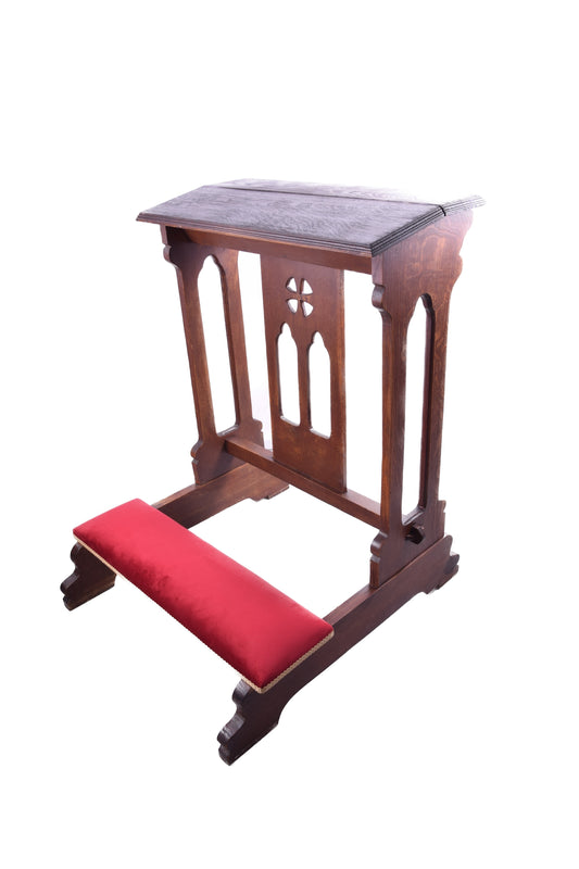 Solidny użytkowy klęcznik dębowy w super stanie Połowa XX w 86x64x70x20 cm